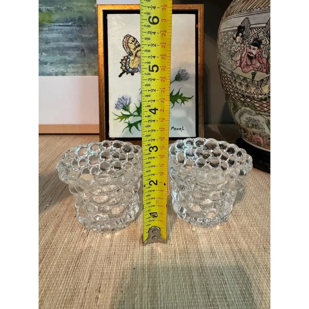 Vintage Hobnail Bubble Glass Votives – Vanity, Matchstick, Toothpick Jars (2)